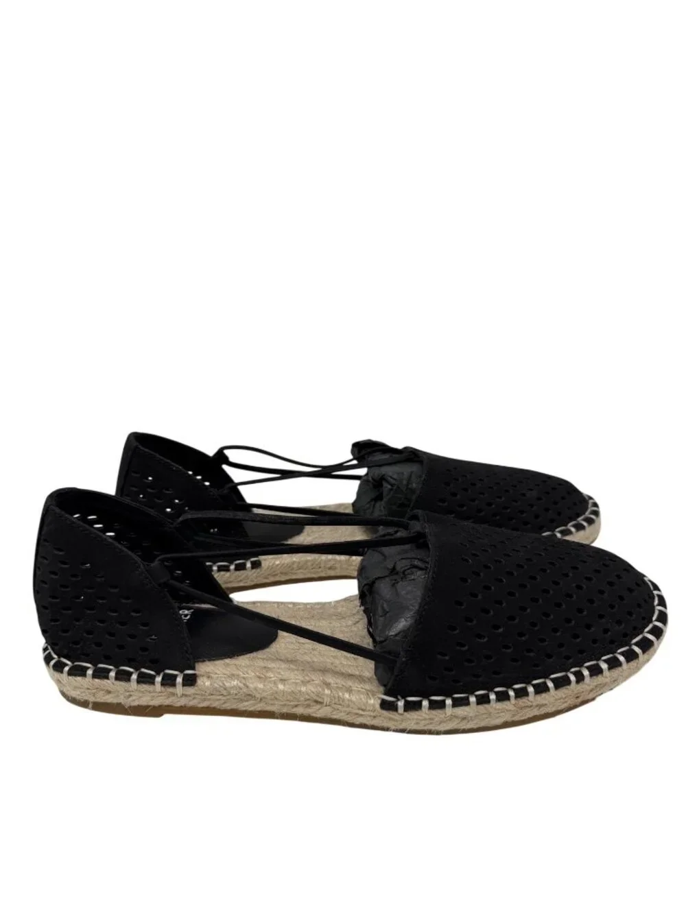Eileen Fisher Lee Perforated Suede Leather Flat Espadrilles in Black Size 7 NEW!